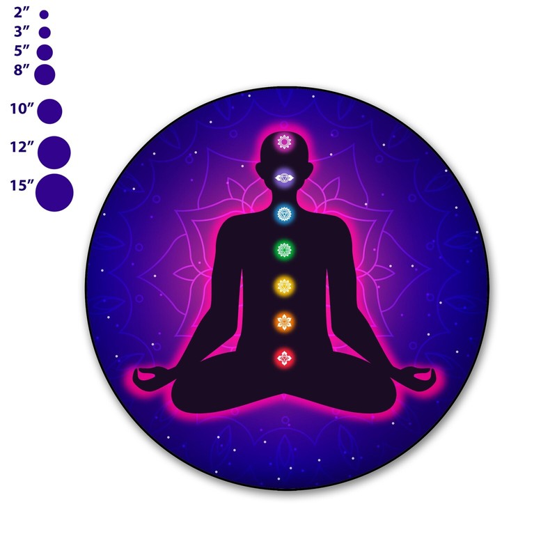 CHAKRA Mandala Meditation Man Woman Opaque Sticker Vinyl Yoga Bumper Decal Car