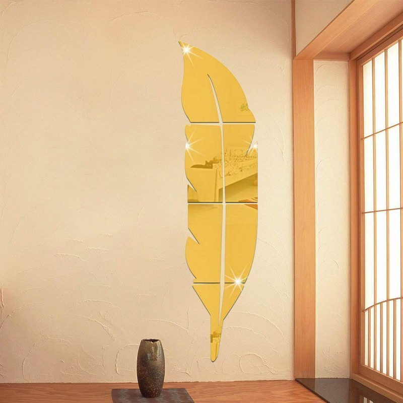 Removable 3D DIY Feather Mirror Home Room Decal Vinyl Art Stickers Wall Decor gallery