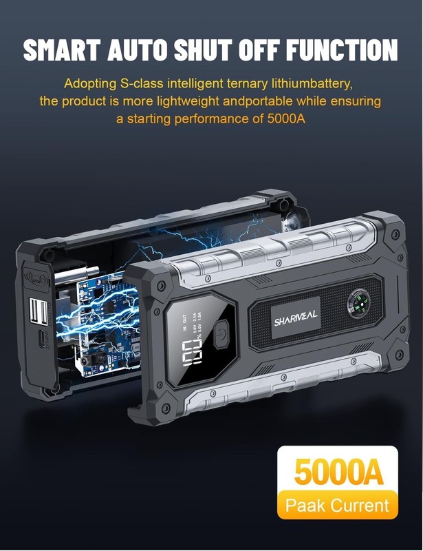 Car Jump Starter 5000A Jump Starter Battery Pack for 10.0L Gas 9.0L Diesel 12V P gallery