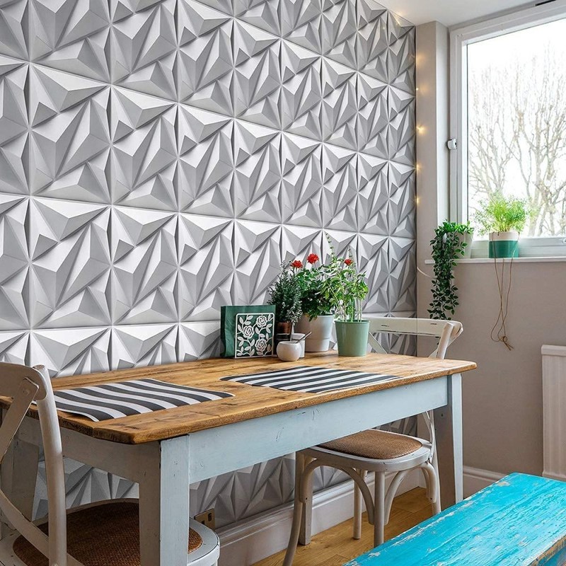 12pcs 3D Wall Panels Decorative Wall Boards 30cm*30cm Square PVC Panels White