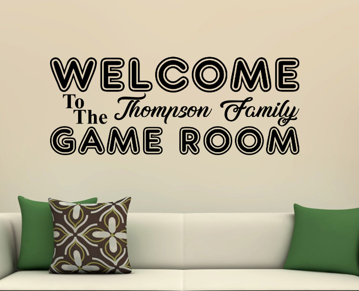 WELCOME TO THE FAMILY GAME ROOM Wall Decal Mural Art Sticker 36″X14″