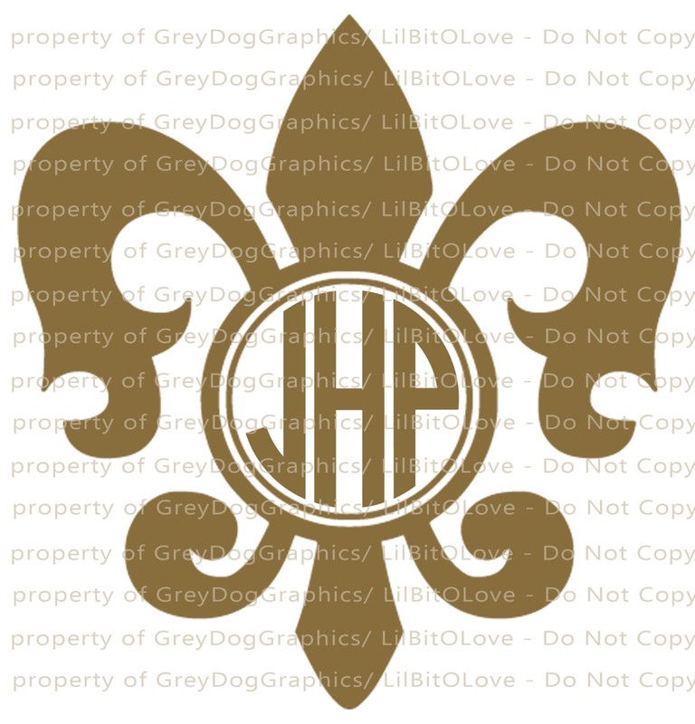 Custom Fleur De Lis Monogram Decal Your Initials 3 Letters Personalized Sticker