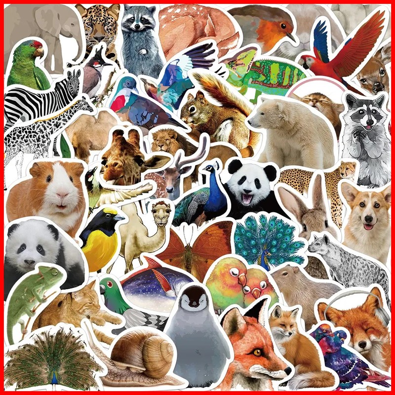 50pcs Wild Animal Stickers Jungle Zoo for Kids Boys Girl Baby Shower Wall Decal
