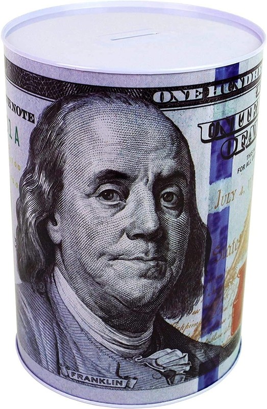 $100 Dollar Bill Piggy Bank 5 7/8" Tall Coin Saving Money Currency 8 1/2 X 6