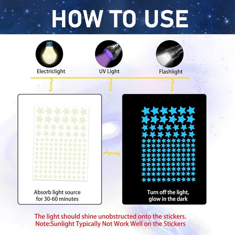 421Pcs Glow in the Dark Stars Ceiling Stars Glow in Dark Space Planet Universe G gallery