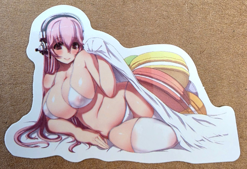 Waifu Sticker Girl Summer Bikini Athlete Swim Beach Emo Anime Manga Pin Up Pinup