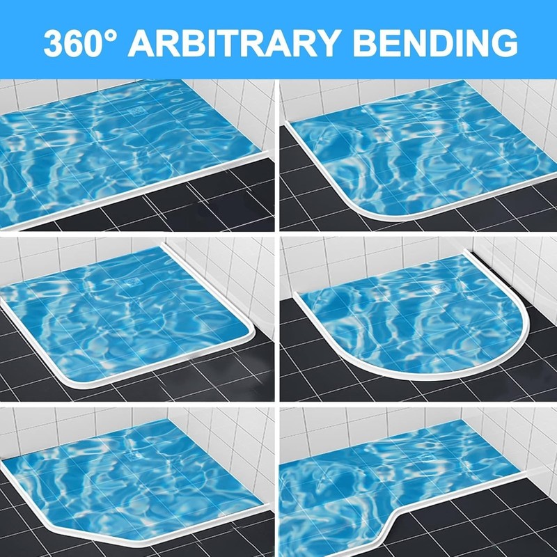67 Inch Collapsible Shower Threshold Water Dam, Silicone Shower Water Stopper Ba gallery