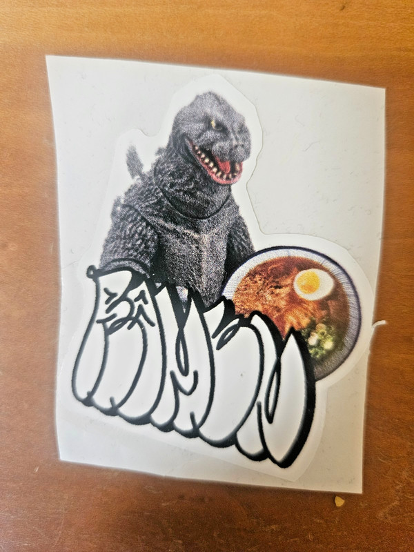 Godzilla Ramen Sticker - Monster - 2.5 X 2 Inches - Small imperfection - Fast gallery