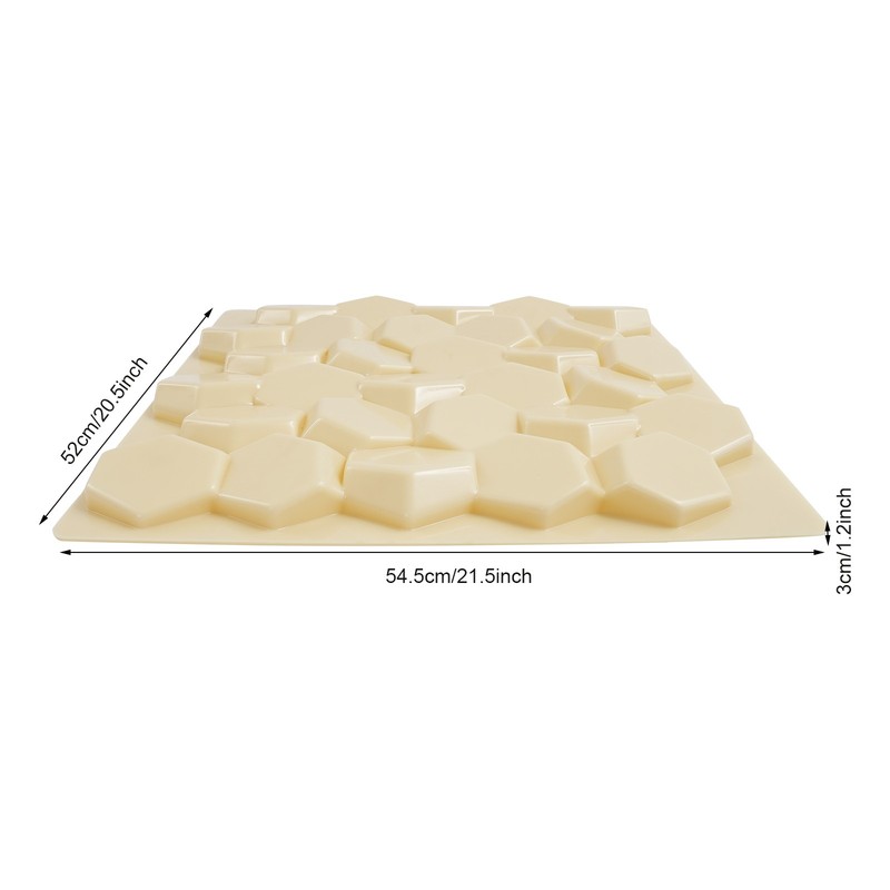 Beige 21.3" x 21.3" 3D Honeycomb Tile Brick Wall Sticker Waterproof Wall Panels gallery