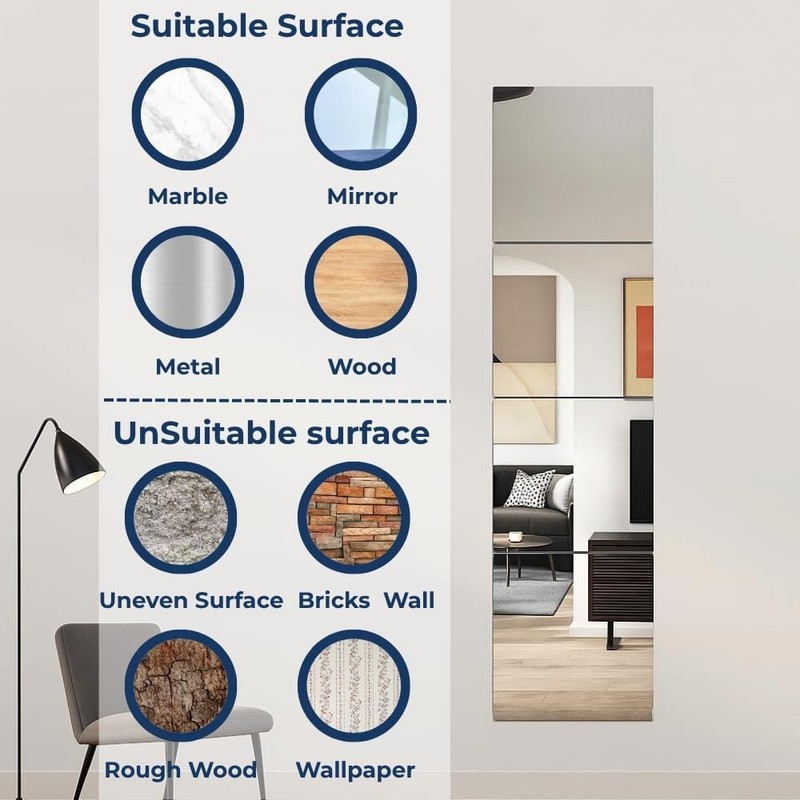 Acrylic Mirror Tiles 12x12 - Shatterproof Peel & Stick - Choose 4, 8, or 12 Pack gallery
