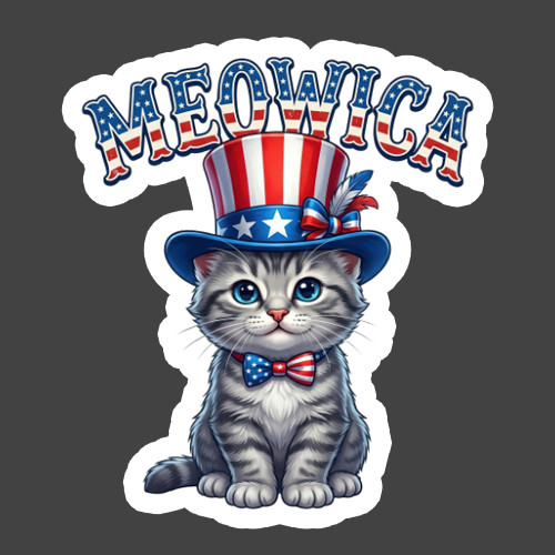 Meowica Cat Sticker Vinyl Decal Patriotic Kitten Fourth of July