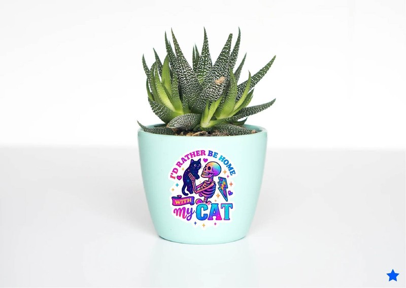 Rather Be Home with my Cat Decal Sticker Skeleton Spooky Kitty Lover Anti Social gallery