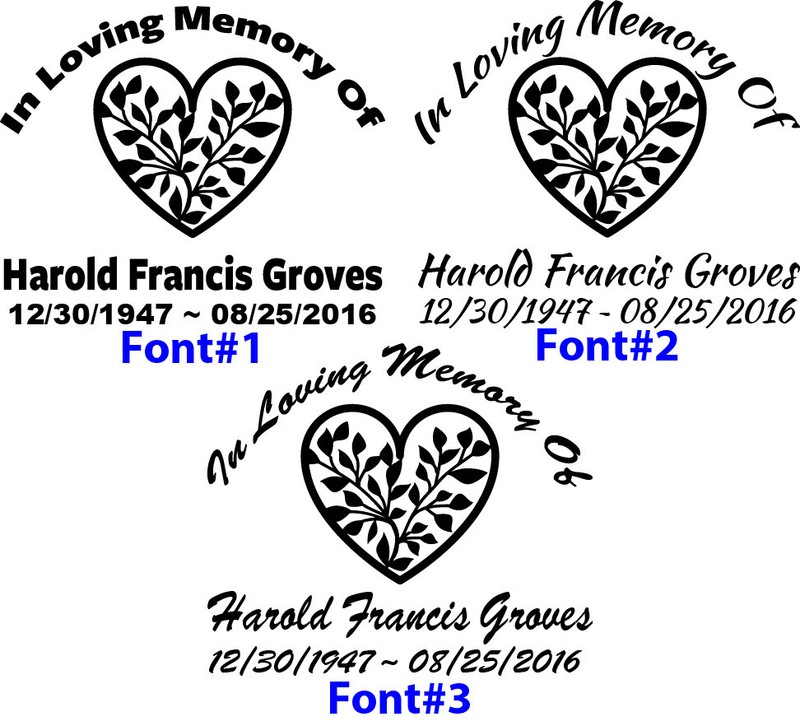 In Loving Memory – Roses Flowers Blooms Hearts Rose Sticker Decal Personalized