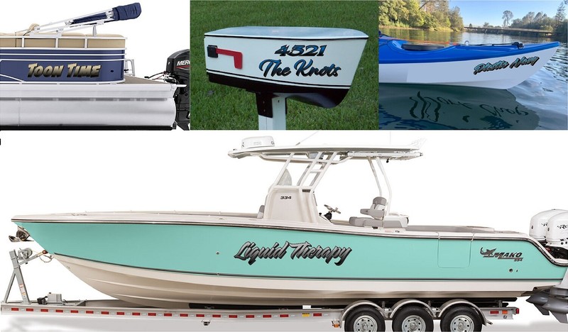 Boat Name Decal 3x18" / Custom Hull Graphic / Premium Marine Vinyl Lettering GRB gallery