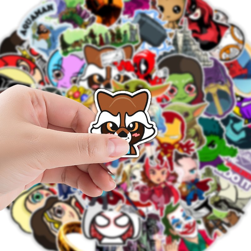 50 Pcs Stickers Marvel Heroes Animation Skateboard Luggage Car Phone Vinyl Decal gallery