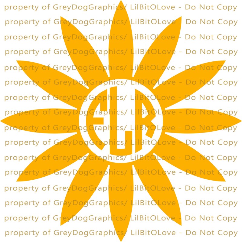 Custom Sunflower Monogram Decal Your Initials 3 Letters Sticker Personalized Sun
