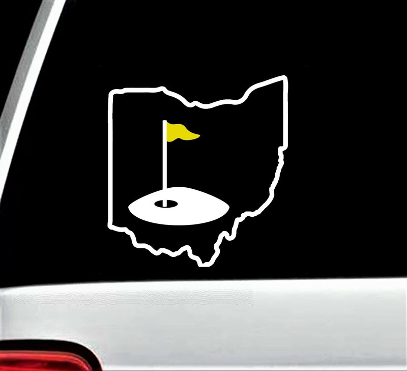 OHIO Golf Flag Decal for Car Window Golf Cart Cooler Bucket OH Putter BG 694