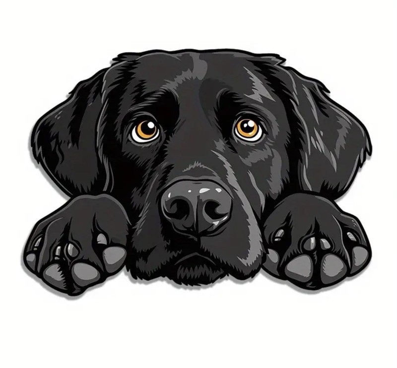 XL Black Lab Sticker Decal Cute Peeking Face Car Laptop Mirror Funny Labrador