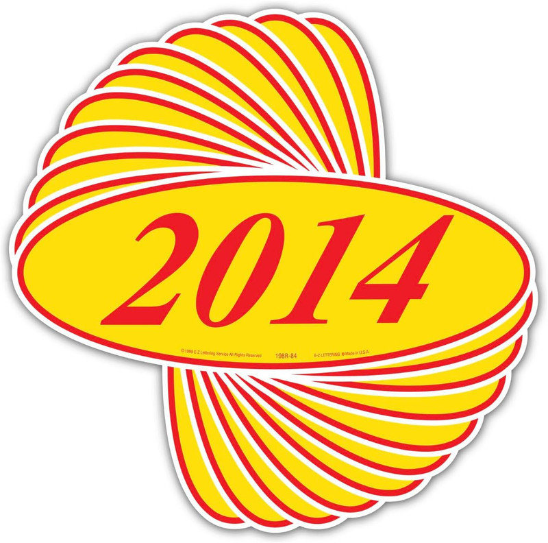Ez-Line Large Oval Year Stickers for Car Windshields in Red and Yellow gallery