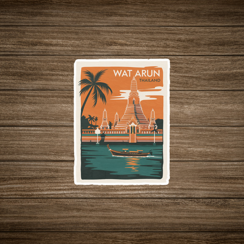 Vintage Wat Arun Temple Thailand Travel sticker Sticker Decal #3164