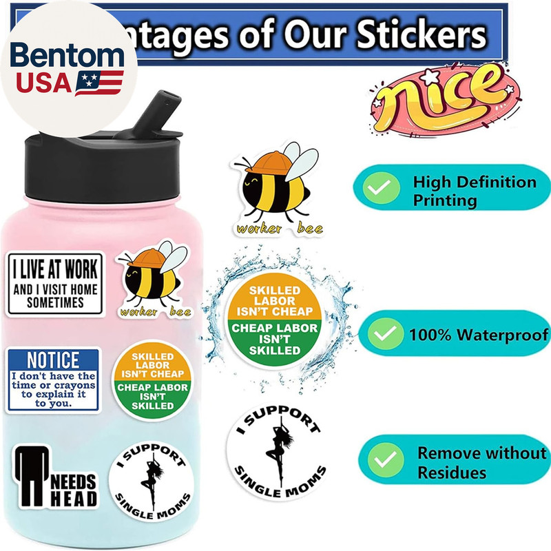 100 Pcs Funny Stickers for Adults (Dirty) Meme Water Bottles Sticker Pack Waterp gallery