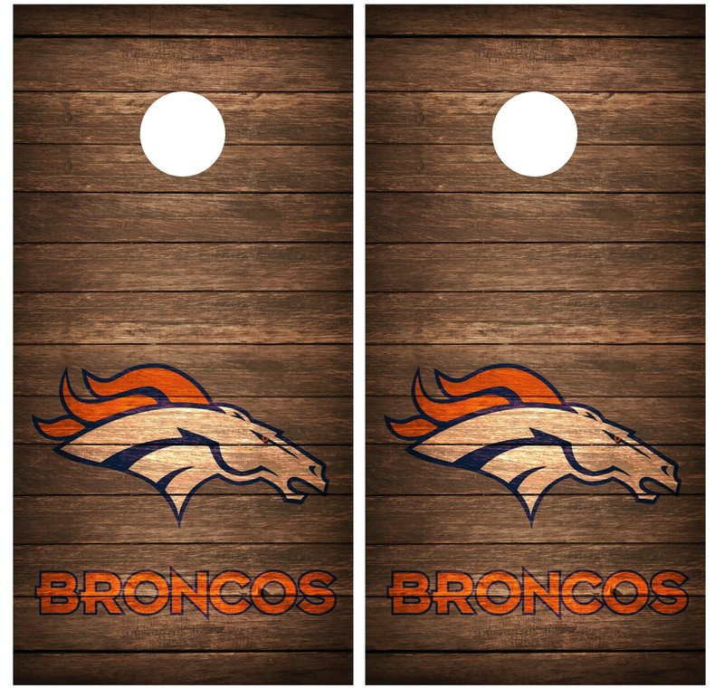 Denver Broncos Vintage Wood Cornhole Board Decal Wrap Wraps (brown)