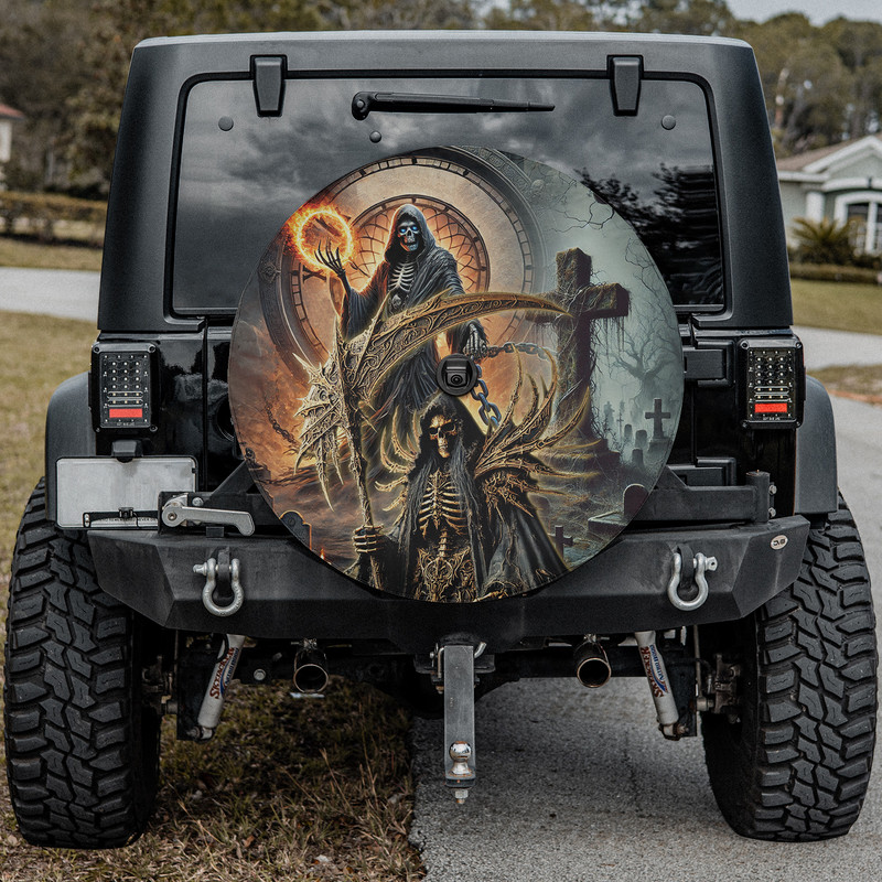 Death Halloween Horror Skull Spare Tire Cover With or Without Camera Hole