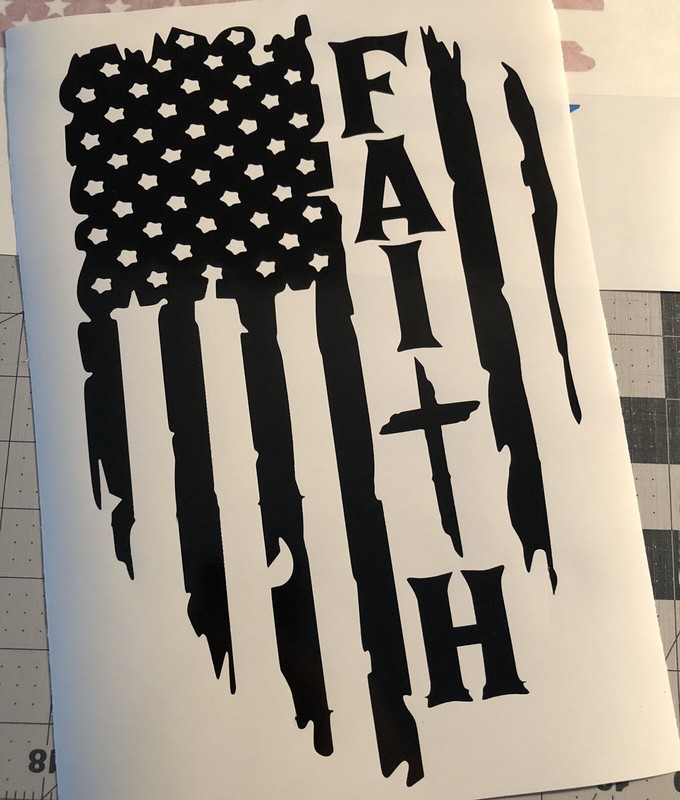 Vinyl Decal for Window - Faith, American Flag gallery