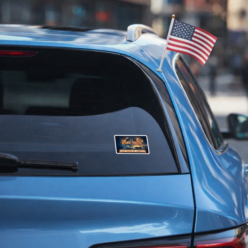 250th Anniversary of USA Sticker, 250 Years Of Liberty, Patriotic Flag Size 5" gallery