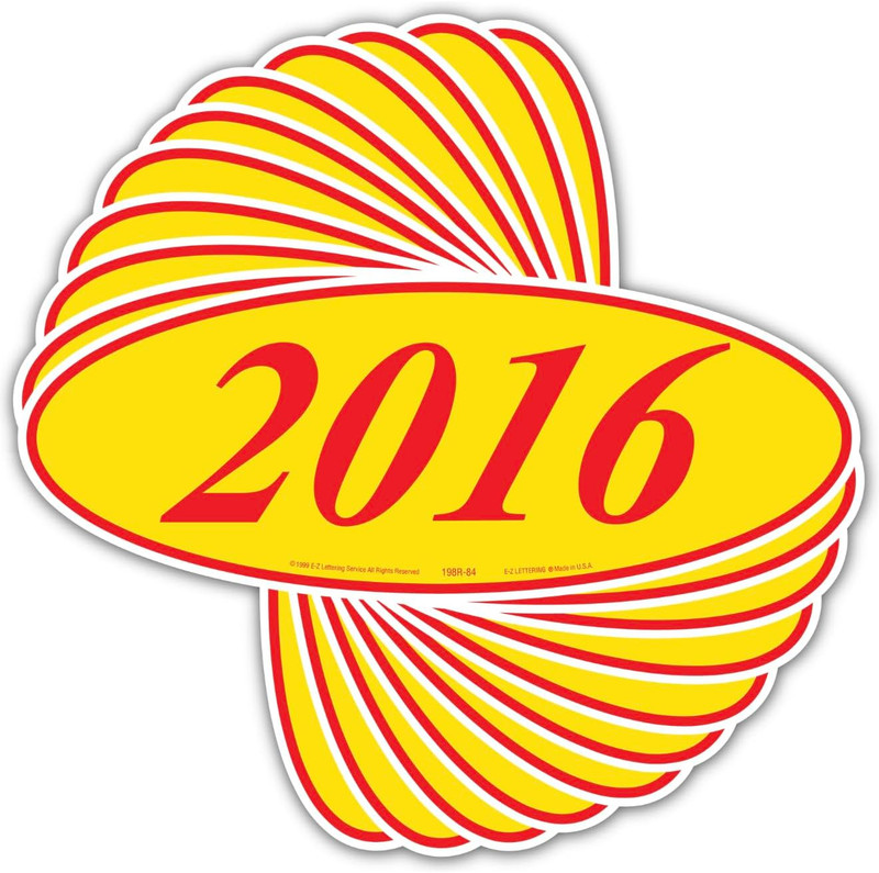 Ez-Line Large Oval Year Stickers for Car Windshields in Red and Yellow gallery