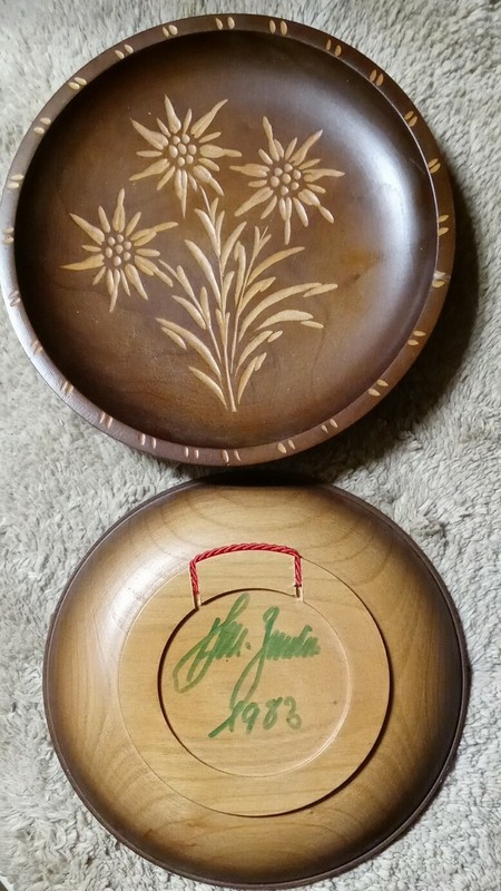 Vintage Teak Wood Hand Craved Wall Hanging Round Ornate Plate Art Signed