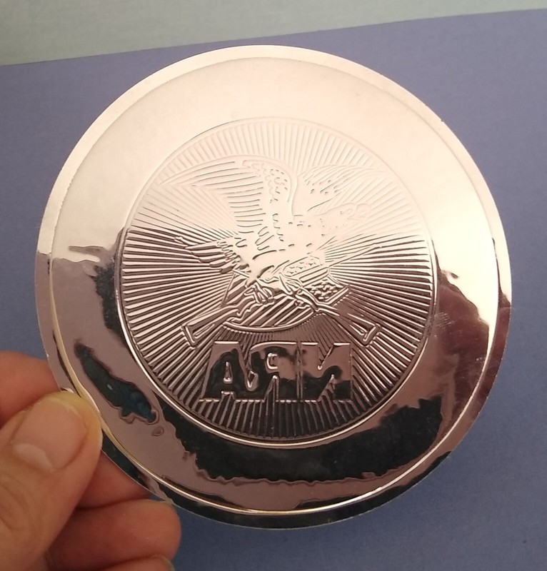 Rare NRA Solid Silver Decal Sticker, Round 3.5" Embossed Metallic gallery