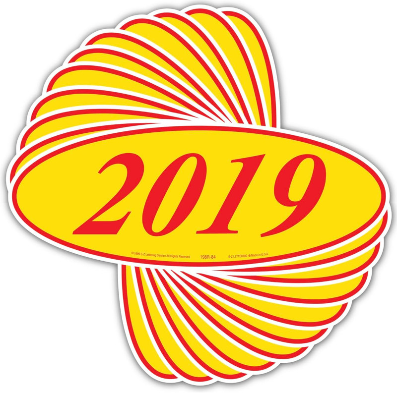 Ez-Line Large Oval Year Stickers for Car Windshields in Red and Yellow gallery