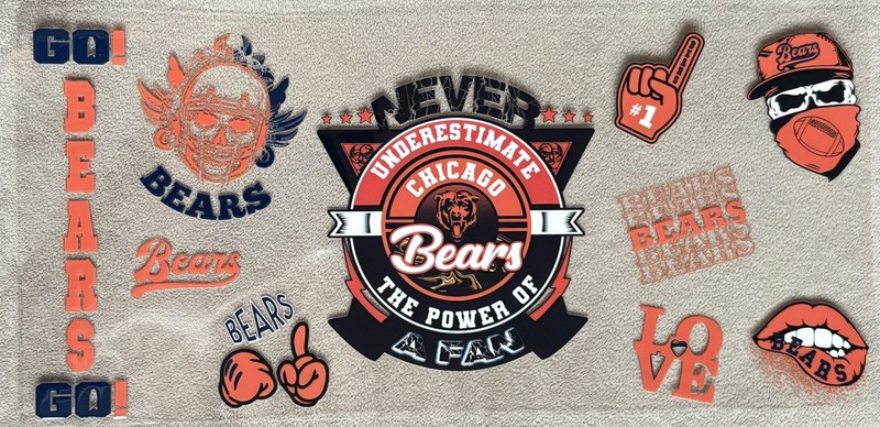 CHICAGO BEARS Football UV DTF Transfer Sticker Wrap DIY Bottles Cups