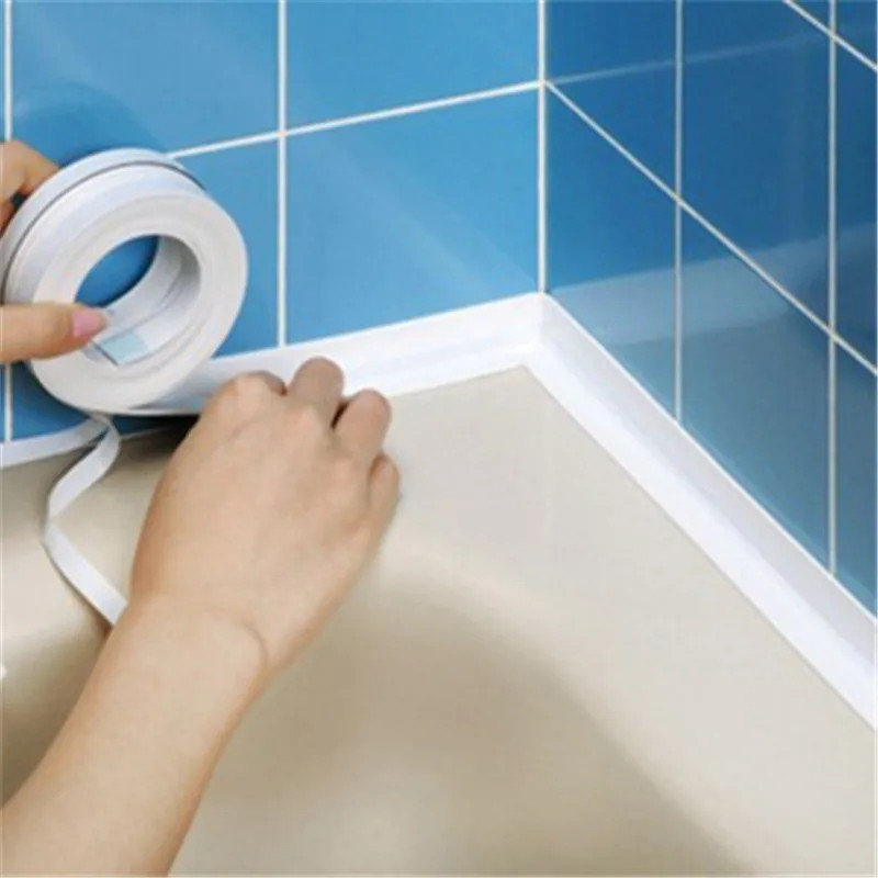 1Pc Bathroom Waterproof Wall Stickers Sealing Tapes PVC Adhesive Sealing Strips gallery