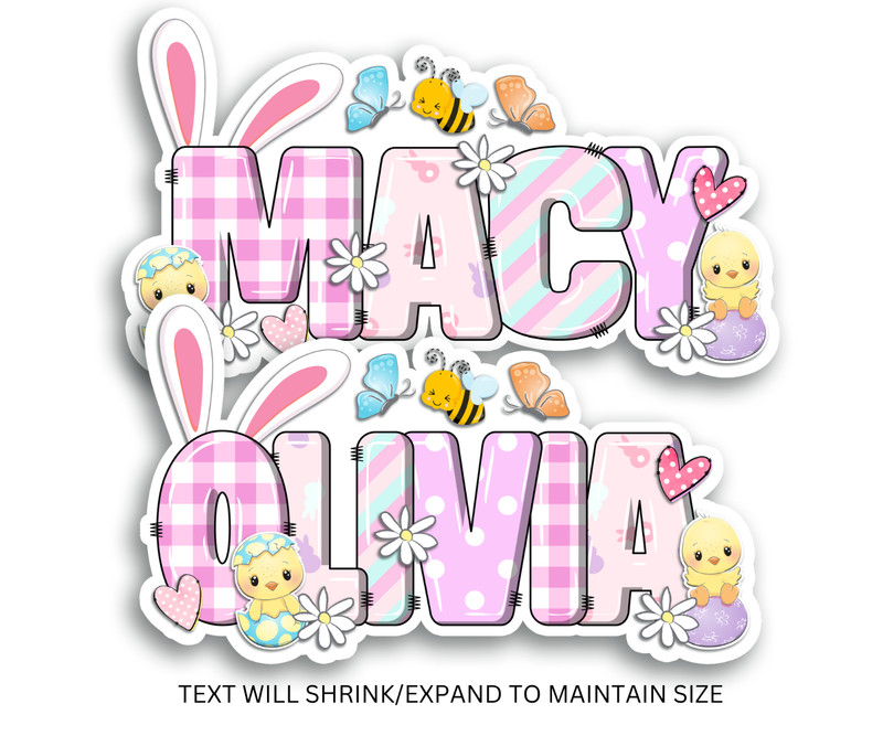 Personalized Easter Bunny Name Sticker, Cute Spring Vinyl Decal, Basket Tag Gift gallery