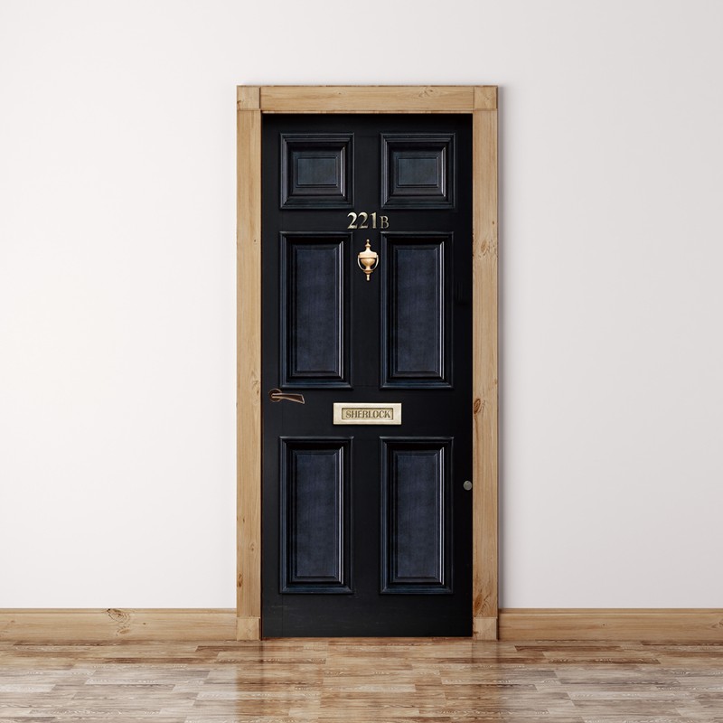 Door Mural Sherlock 221b Baker Street – Self Adhesive Fabric Wall Sticker