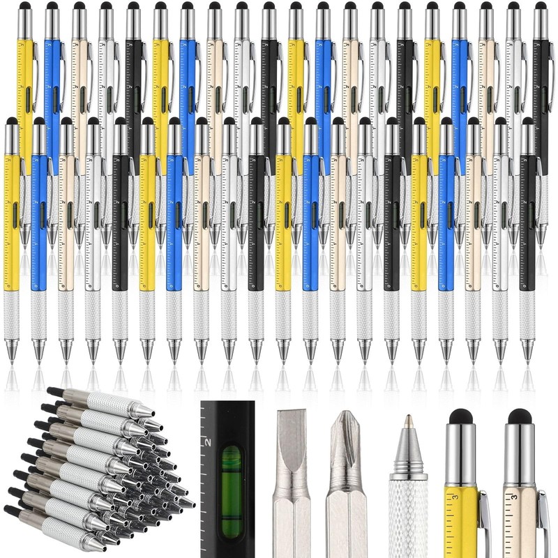Yeaqee 40 Pcs Valentines Men Gifts:6 in 1 Multi Tool Pens with Refills Ruler …