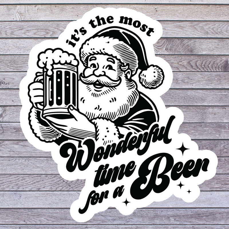 Funny Santa Beer sticker vinyl decal its the most wonderful time for a beer