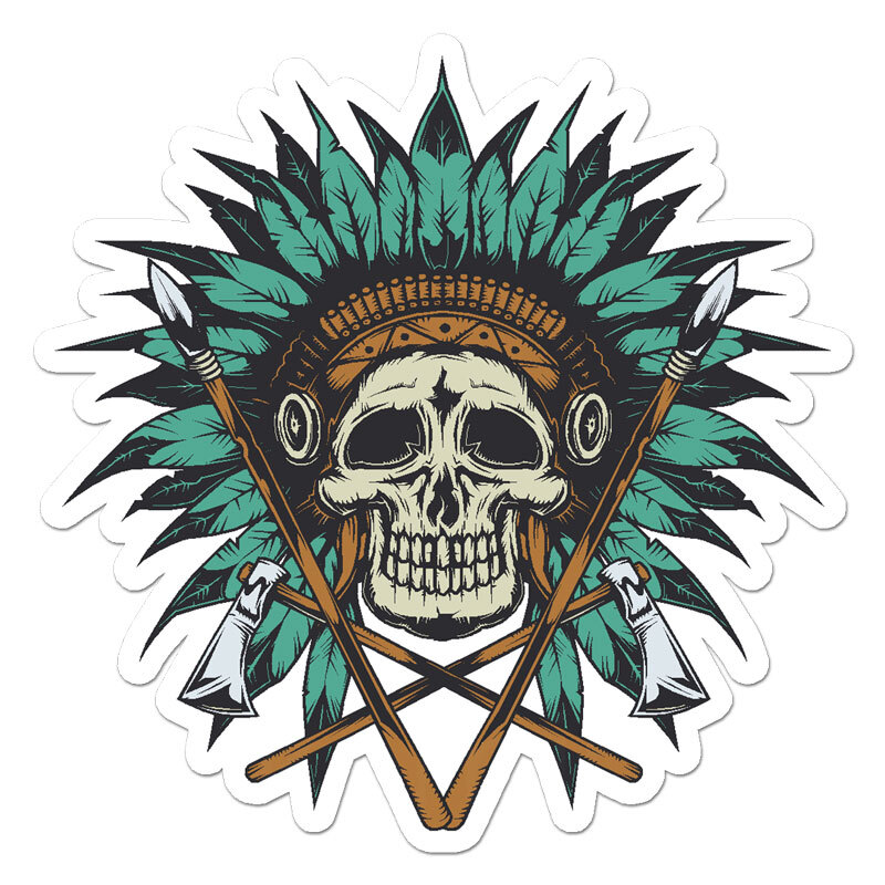 Native American Skull, Vinyl Decal Sticker, Indoor Outdoor, 3 Sizes, #11437
