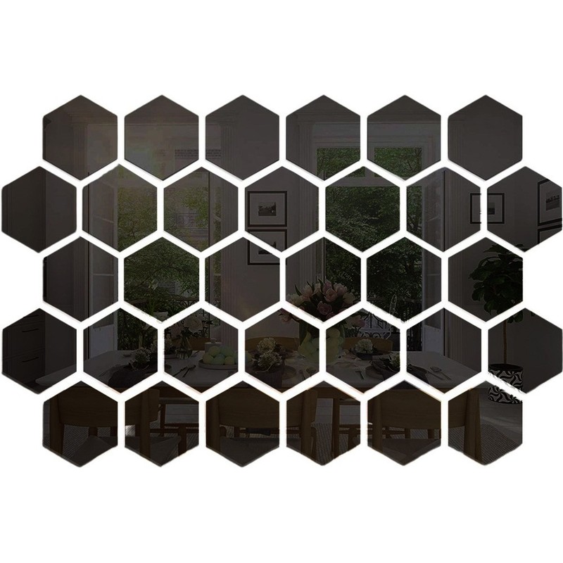 32 Pieces Hexagonal Mirror Wall Stickers for Home Walls Acrylic Panels gallery