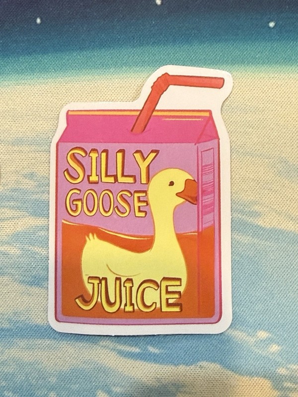 Silly Goose Juice Funny Goose Multicolor Sticker Decal for Adults Kids Any Room