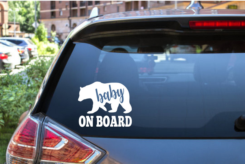 Baby on Board Vinyl Decal – Cute Mama Bear Car Sticker – 6125