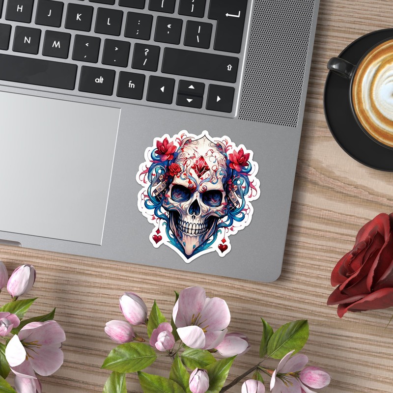 Skull Hearts Roses - Vinyl Decal Sticker - Car Window Laptop - ebn11592 gallery