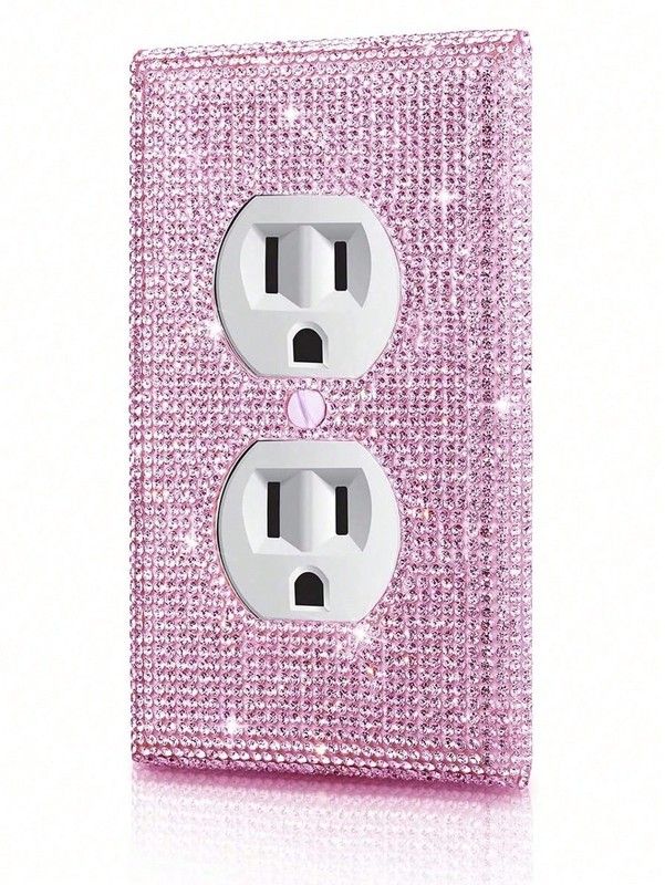 Pink Rhinestone Outlet Cover Plate 2 Pieces Standard Size