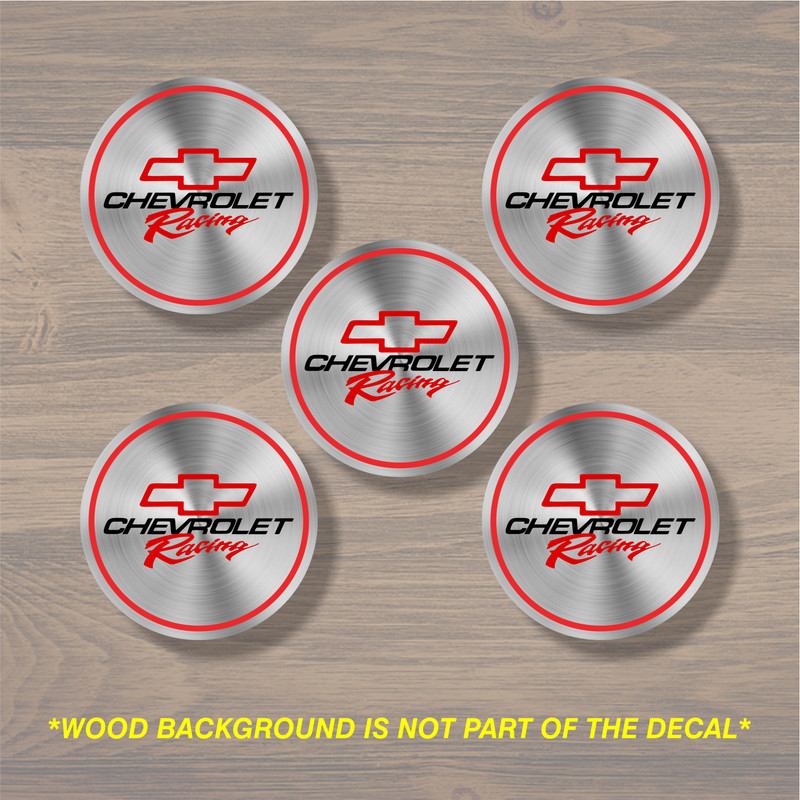 Chevrolet Racing Wheel Center Cap Overlay x5, Vinyl Decal Sticker