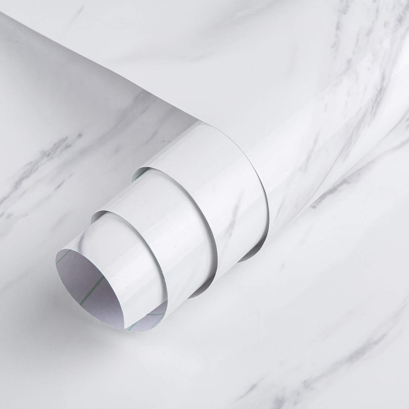 Wide Milk White Marble Wallpaper Peel Stick 24x394inch Glossy Thicken Waterpr…