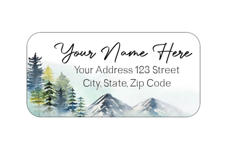 48 Personalized Tree Mountain Woodland Landscape Address Labels Stickers A144