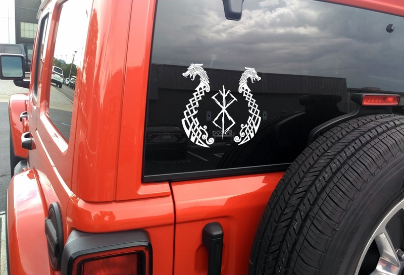 Viking Dragons Berserk V2 Vinyl Decals | Nordic Rune Mythology | Die Cut Sticker gallery