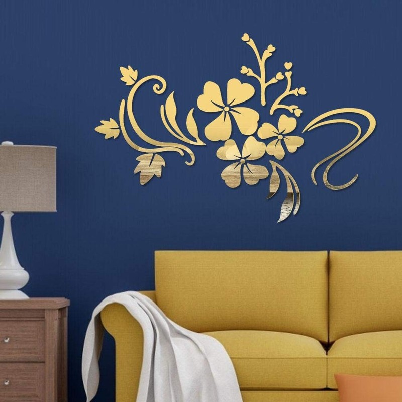 Mirror Wall Stickers Adhesive DIY Removable Mirror Plastic Flower Vine Art Wa... gallery